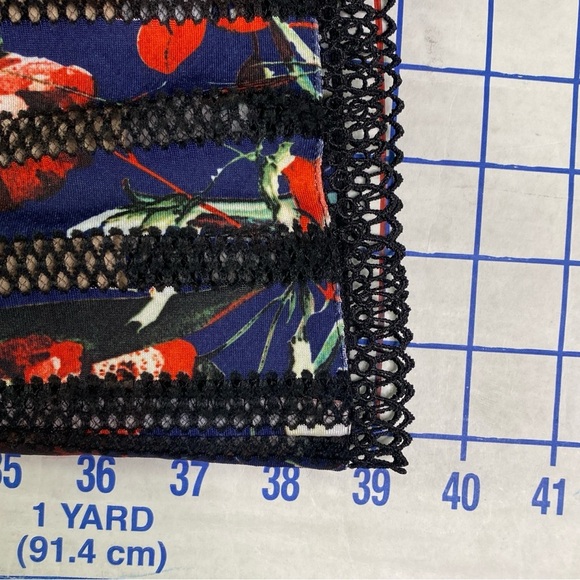 foxiedox Dress Womens Large Blue Bryonia Mini Floral Print Cap Sleeve Lace Party - Picture 14 of 16